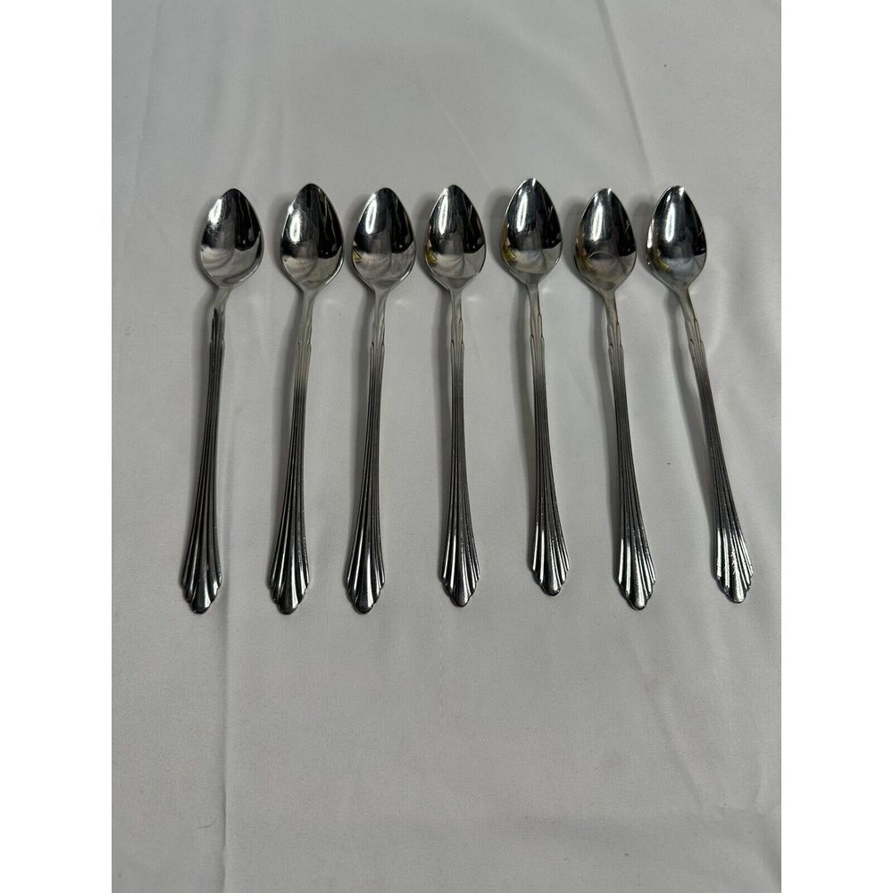RETRONEU Barrington Set of 7 Ice Tea Spoons Long Handles Tall Skinny Stir‎ SS